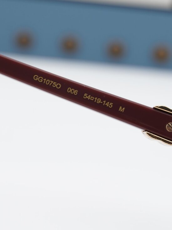 Gucci GG1075O 006 Square Eyeglasses – Burgundy 54mm main image 7